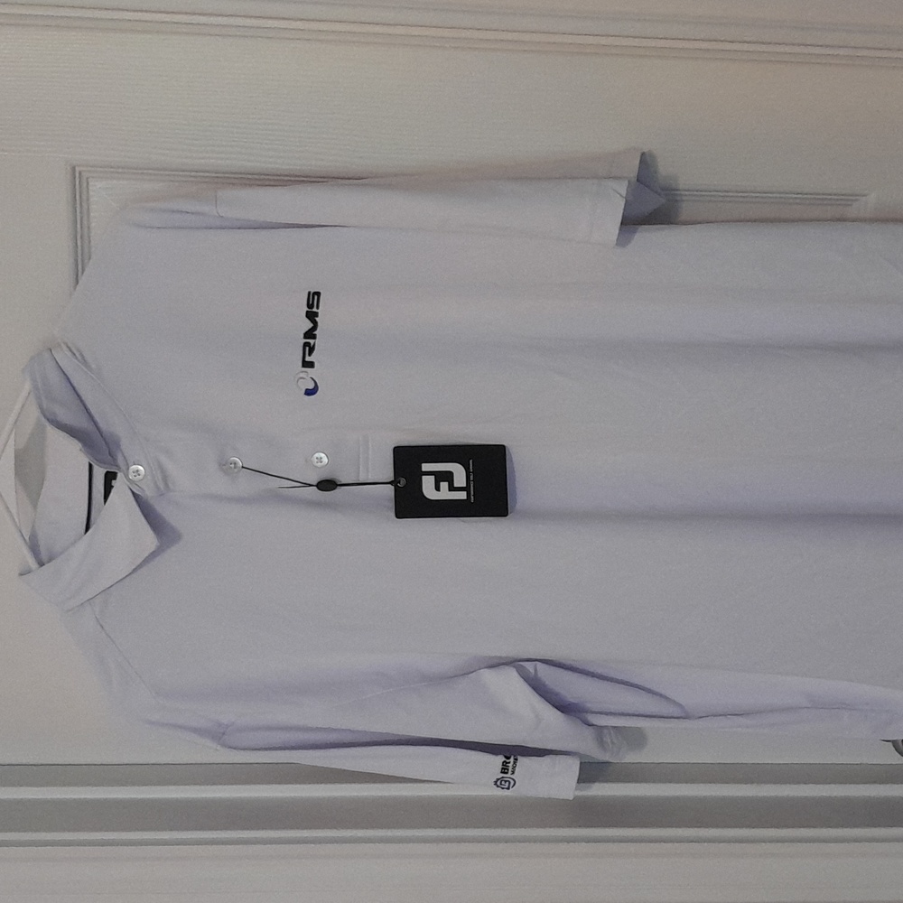 White FootJoy RMS Mens  Stretch Pique Solid Self Collar Polo XL